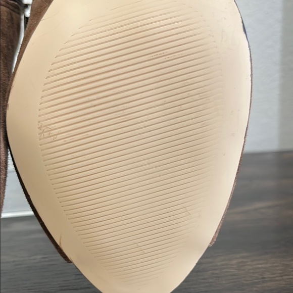 Ann Taylor Brown Heeled Boots with Stiletto Heel and Peep-Toe Design - Picture 8 of 11